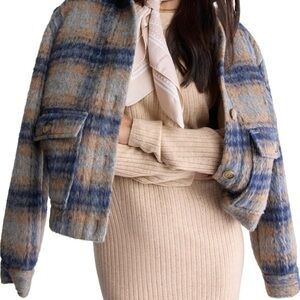 Buffalo David Bitton Blue Plaid Teddy Jacket